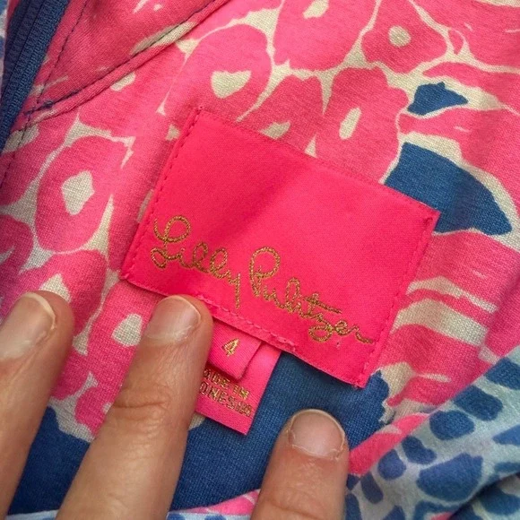 Lilly Pulitzer Taryn Maxi Dress Blue Haven Little Flamenco Size 4 Pink Pineapple - Picture 6 of 11